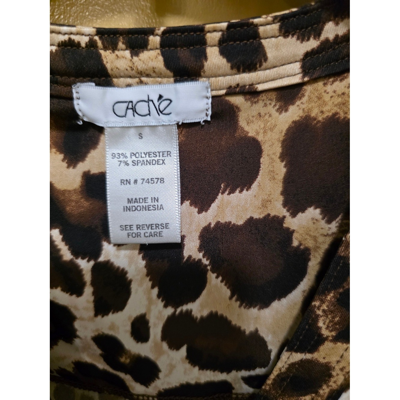 Cache Leopard Print Tie-Front Sleeveless Tank in Brown and Black Size S