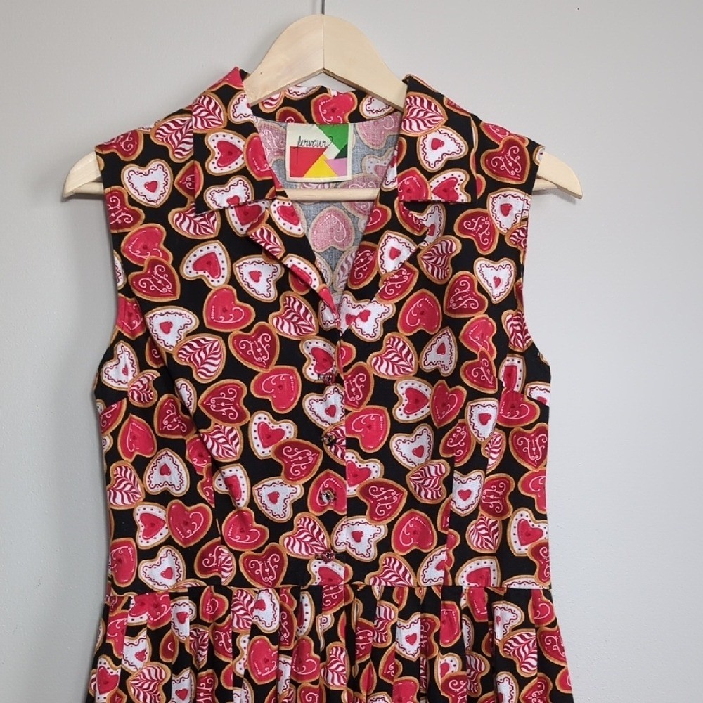 Vtg Style Fervour Modcloth Heart Cookie Dress Valentine&rsquo;s Day Retro Pinup Med Lg
