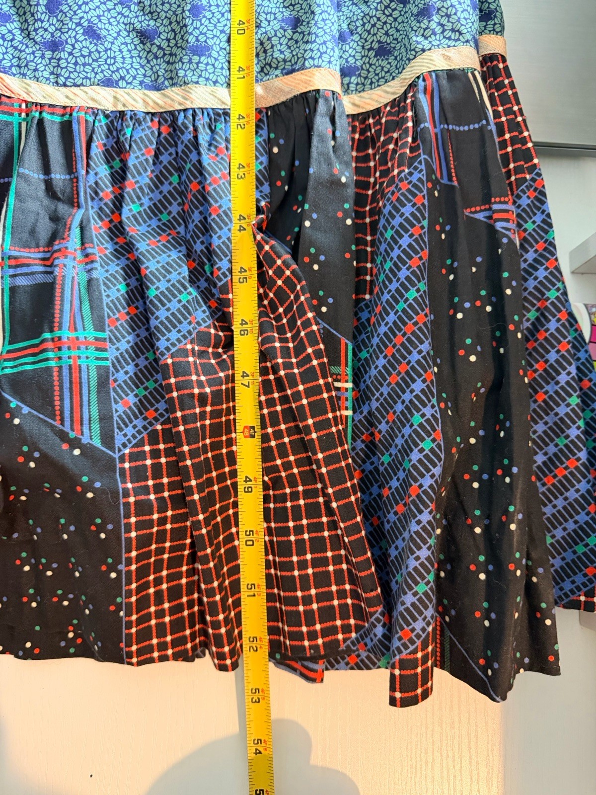 Vintage 1980 Koos Van Den Akker Patchwork Collage Cotton Dress