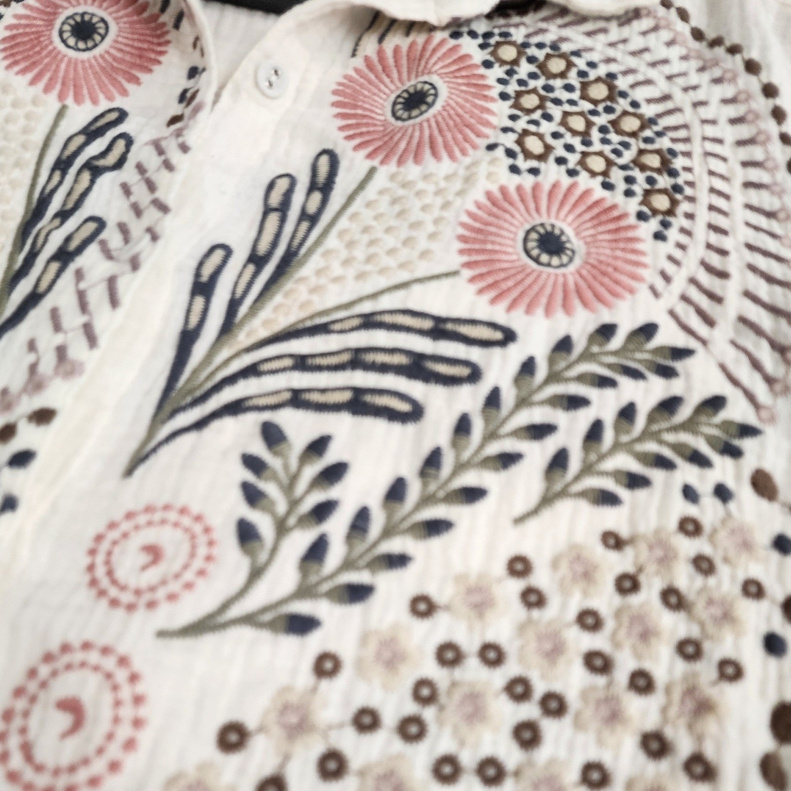 Johnny Was Palladium Floral Embroidered Quilted Top Boho Cottagecore Whimsigoth