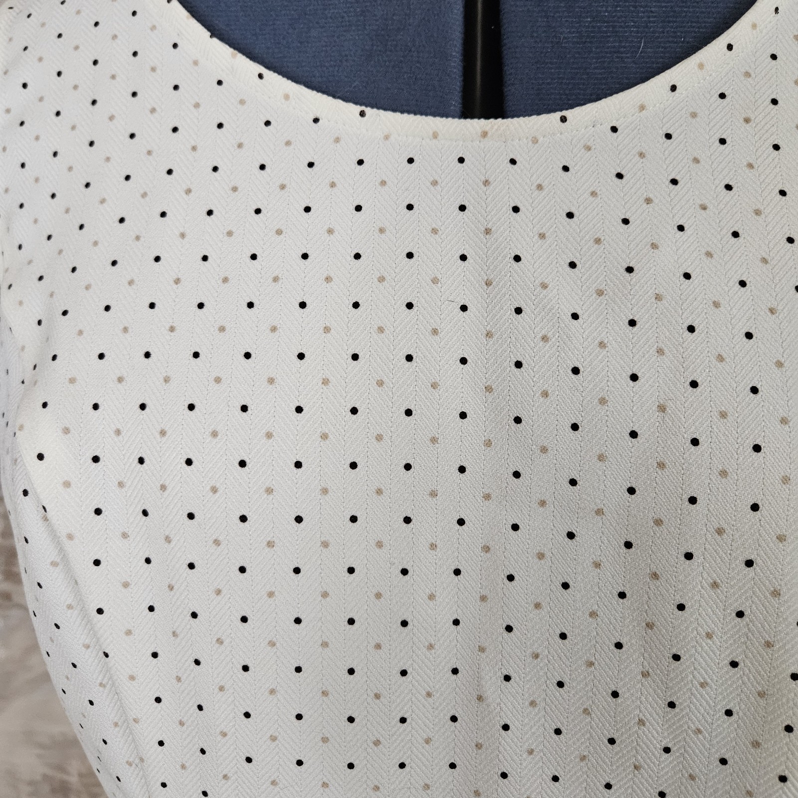Vintage 90s Y2K Tank Top Medium Shell Beige Polka Dot Blouse Fitted 1990s 2000s