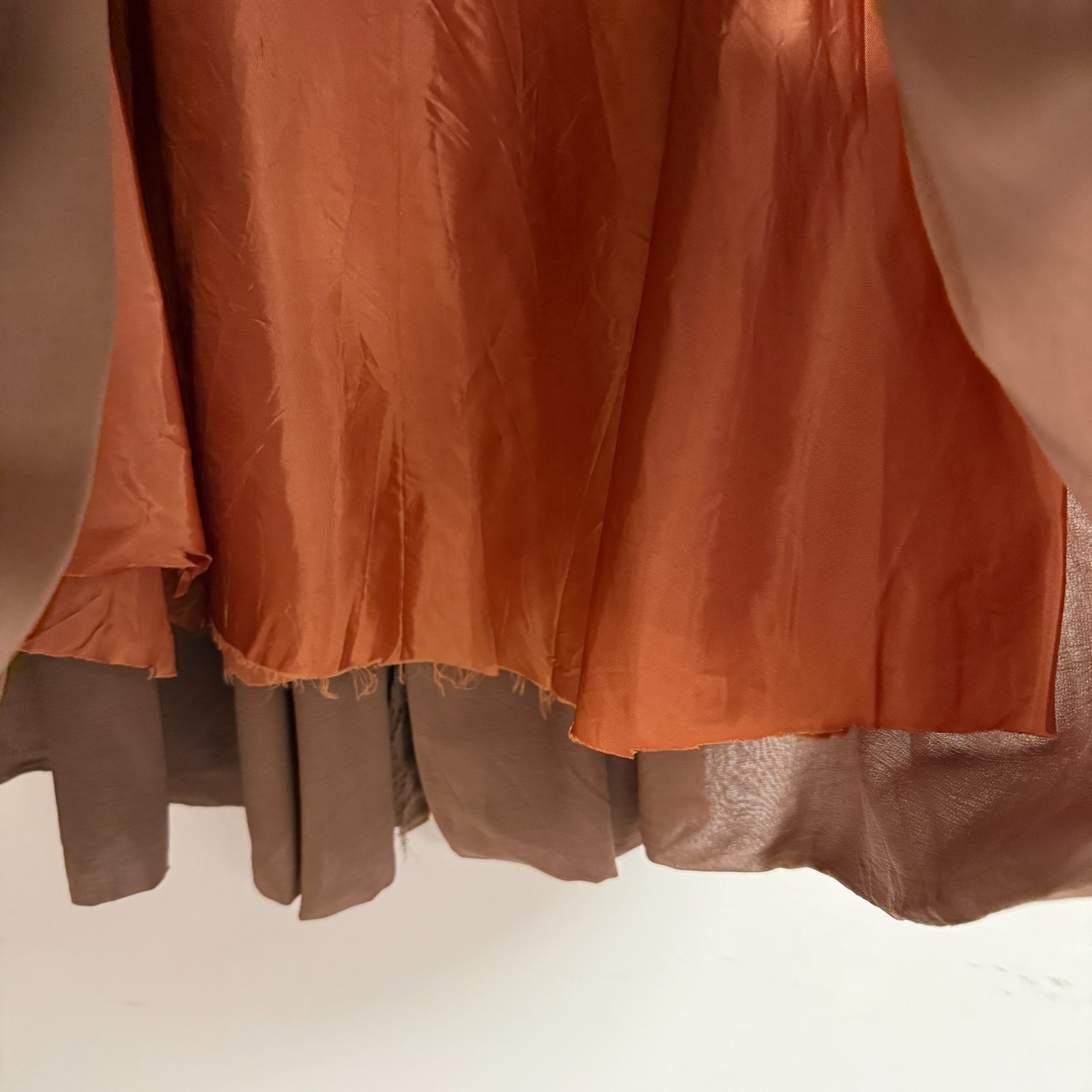 Vintage 50s Chiffon Full Pleated Light Brown Taupe Skirt Small
