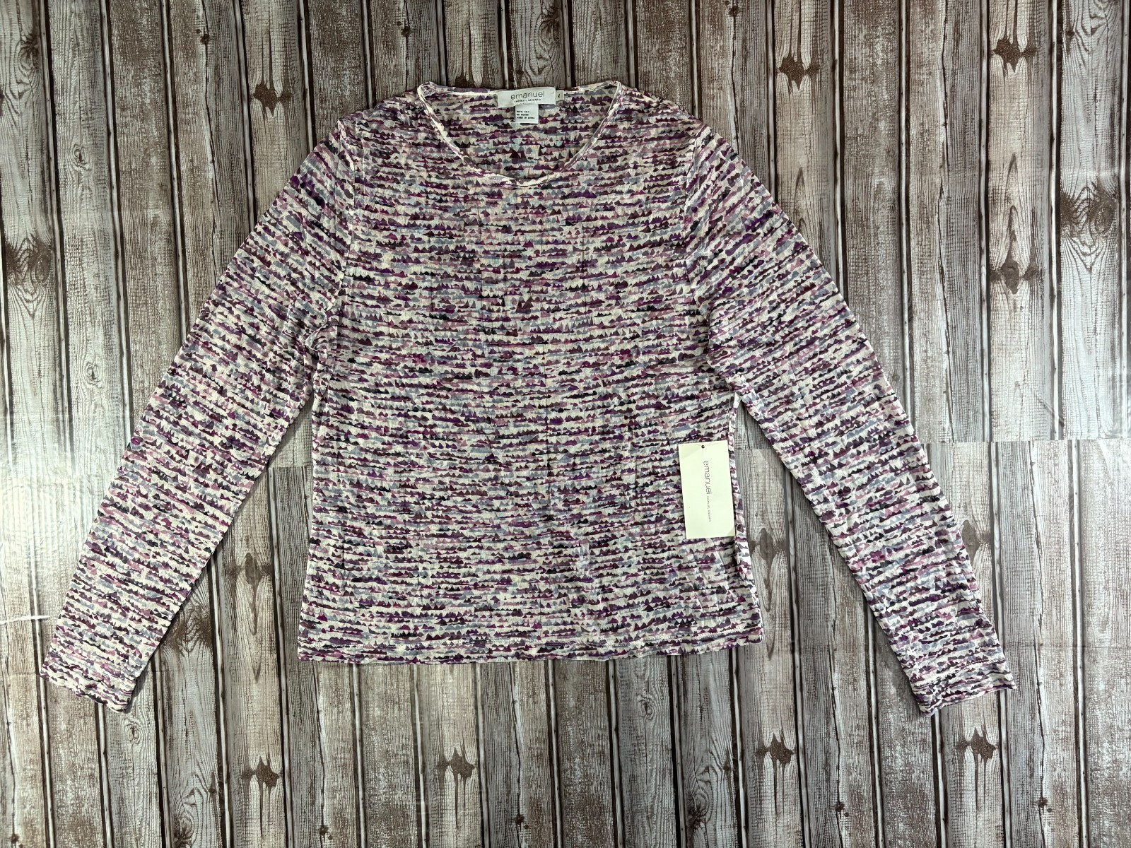 Emanuel Emanuel Ungaro 100% silk top blouse size XL color purple multi NWT VGT