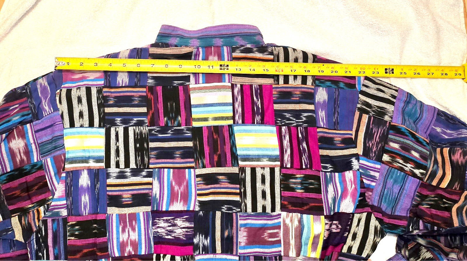 Huipil Strip Guatemala Hippie Patchwork Festival Woven Zip Bomber Jacket VTG 90s