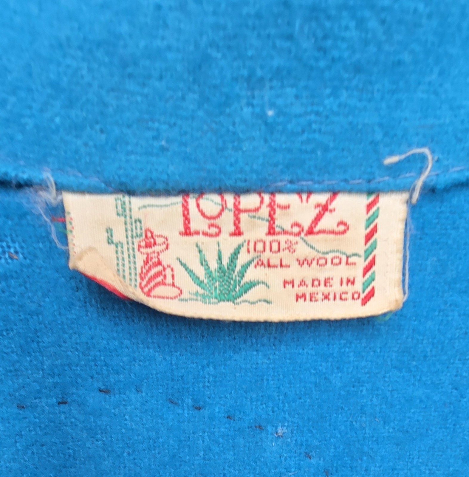 Vintage Mid-Century Lopez Mexican Wool Embroidered Souvenir Jacket – Teal As-Is