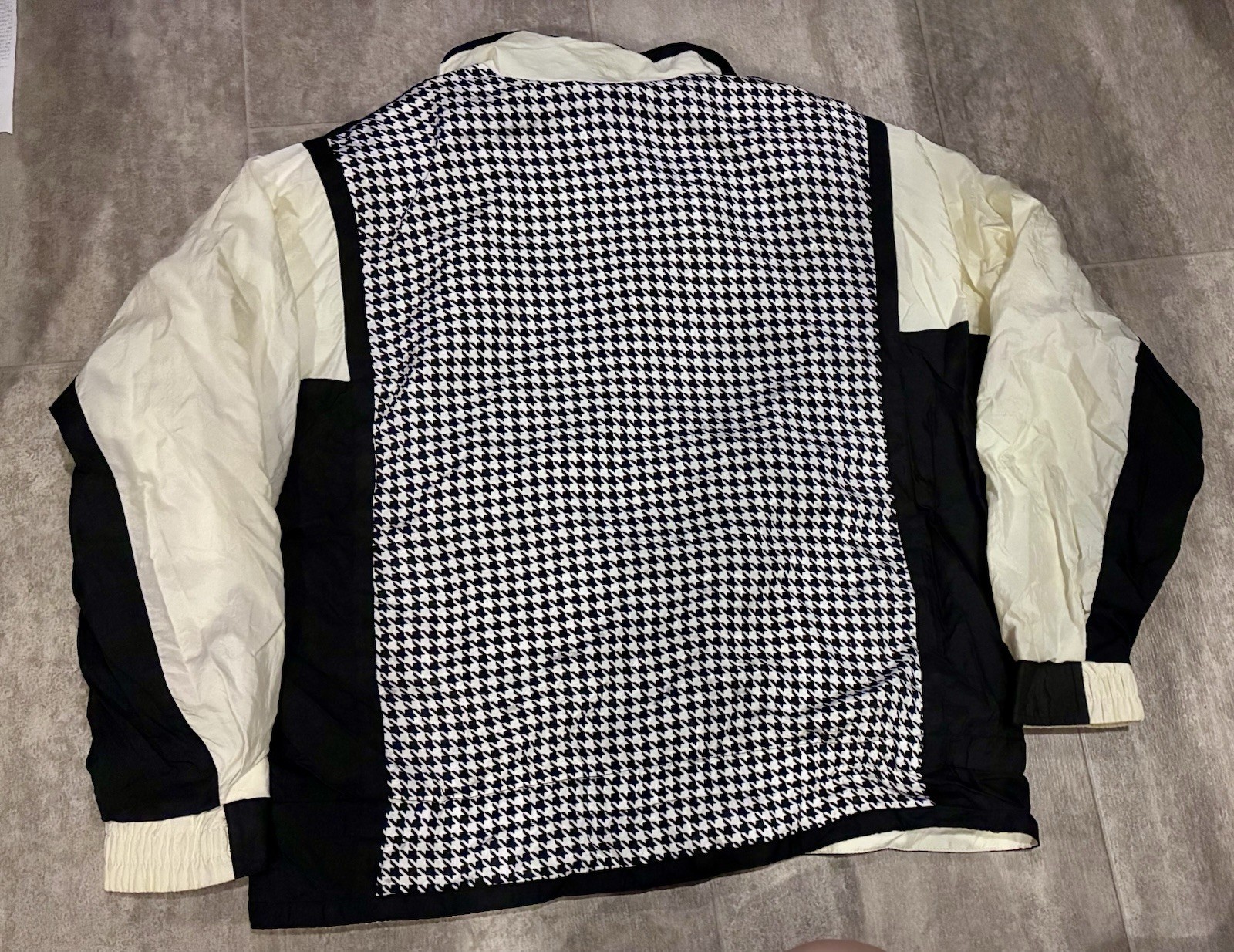 1980’s bold Houndstooth pattern 2 Layers Windbreaker Jacket Large festival