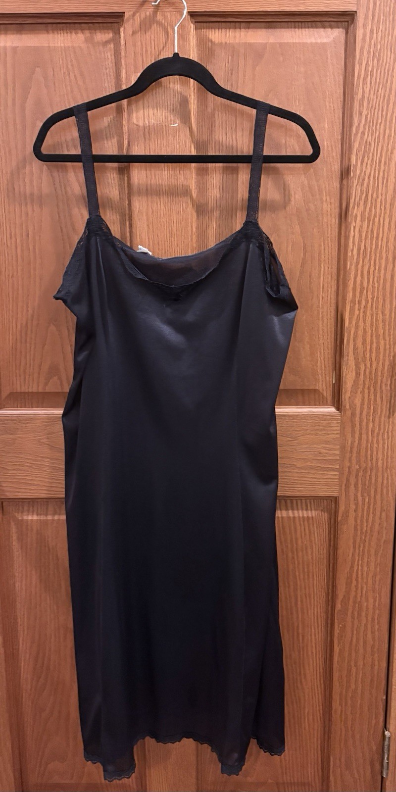 Vintage Mel-Lin Black Lace Slip Sz 42 Sleeping Dress 100% Nylon Lingerie Nightie