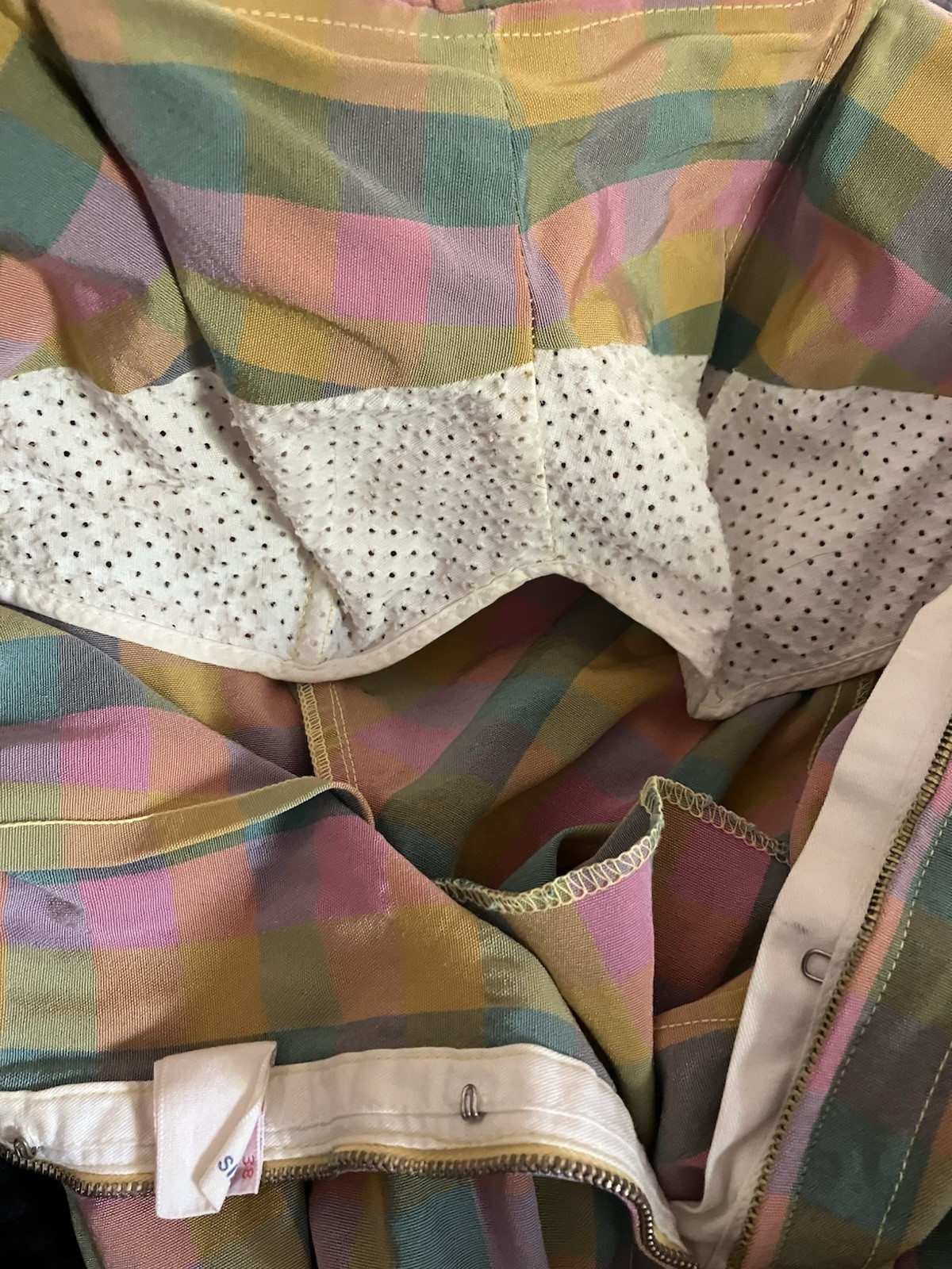Kerrybrooke Sears 50s Multicolor Plaid One-Piece Swimsuit Size 16 Buckle Detail