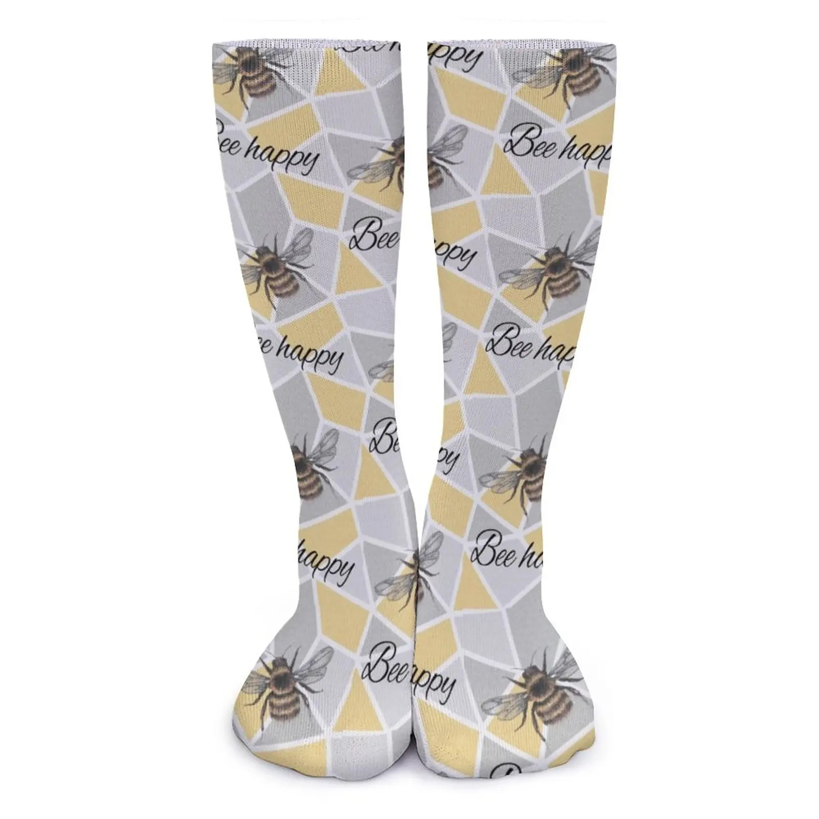 Bumble Bees Socks Yellow And Black Stripes Gothic Stockings Female High Quality