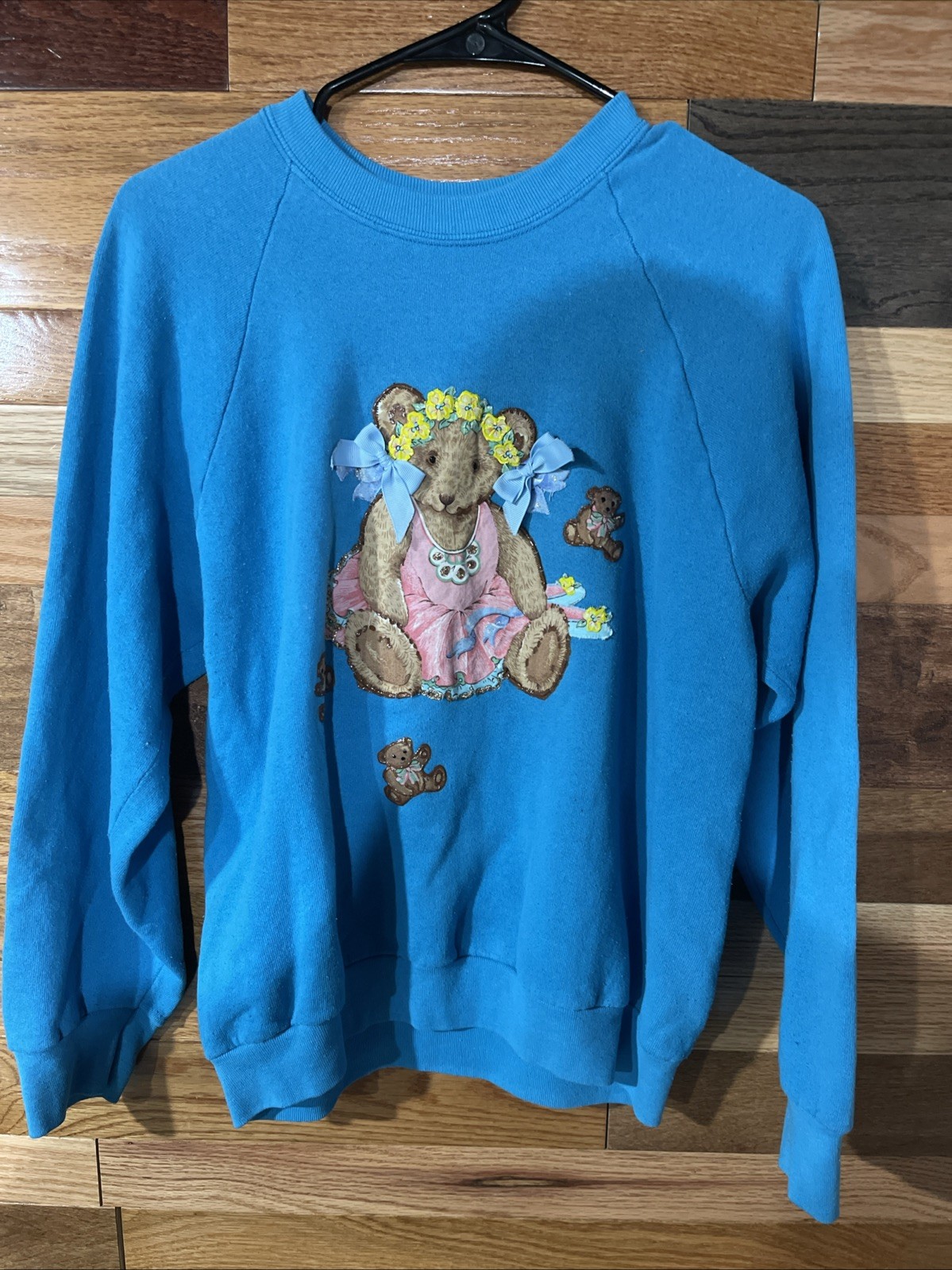 90’s Grandma Sweater With Teddy Bears Fruit Of The Loom Sz M Made In USA Vintage