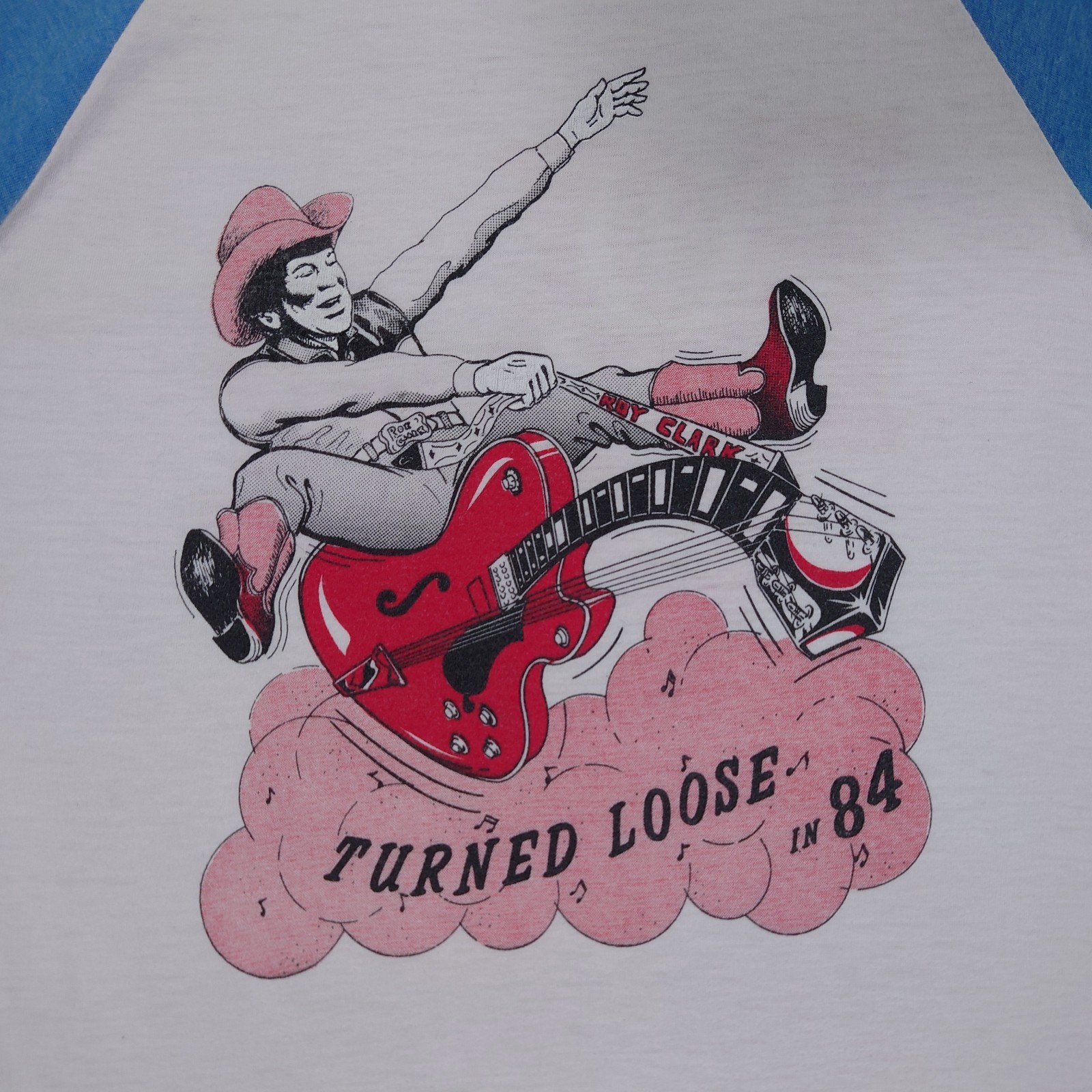 Vtg 80s Roy Clark Concert Tee Women&rsquo;s M Raglan 3/4 Sleeve T-Shirt Country Music
