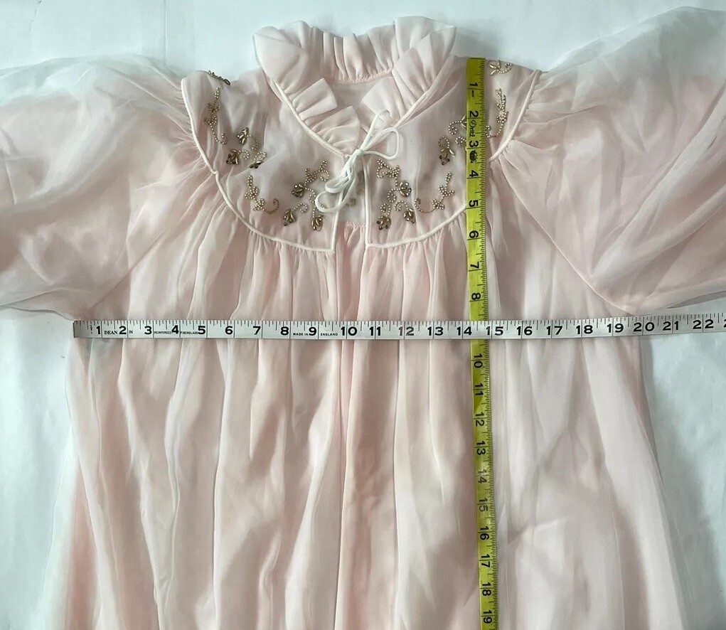 1950s Double Sheer Pink Robe Peignoir Carter&rsquo;s DuPont Nylon SZ S
