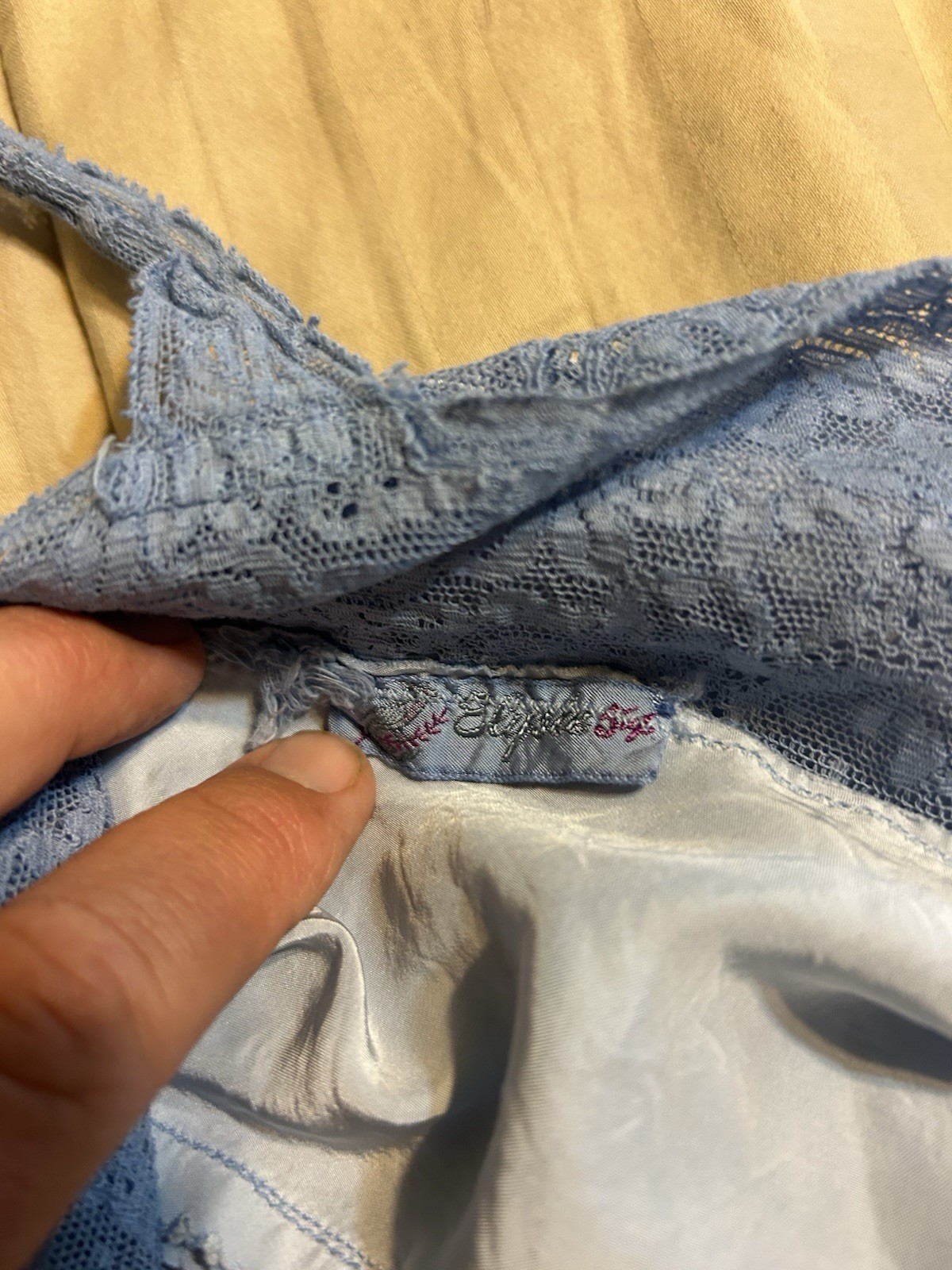 Vintage Elysee 1950&rsquo;s Blue Satin Empire Slip Nighty Lingerie (32-34)