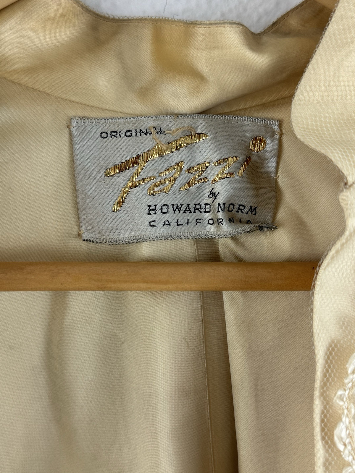 Vintage 1960s Fazzi By Howard Norm Gold Mesh Satin Swing Coat Overcoat RARE