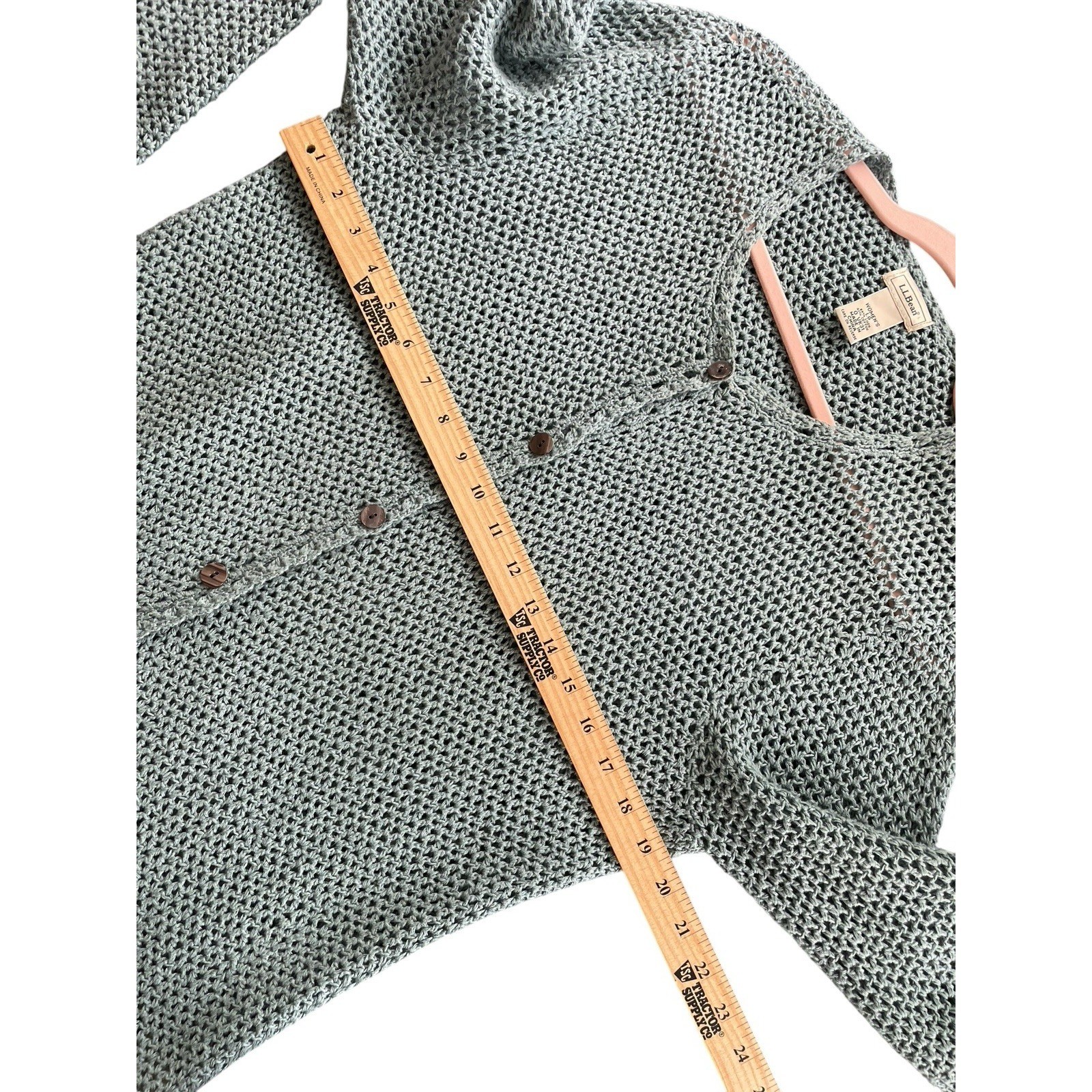 L.L. Bean Vintage Cottage core Open Knit Cardigan Woman Size Large cotton blend