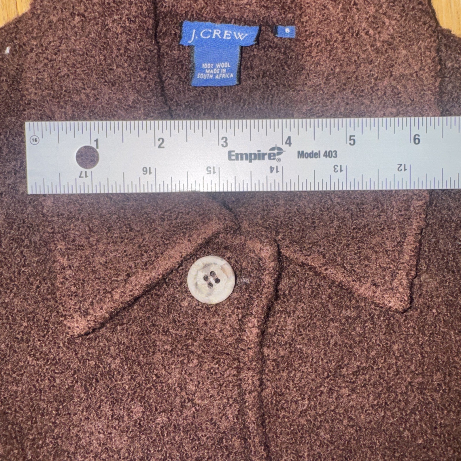 J Crew Vintage 100% Wool peacoat Jacket Size 6 Women&rsquo;s Brown Pockets Y2K #78