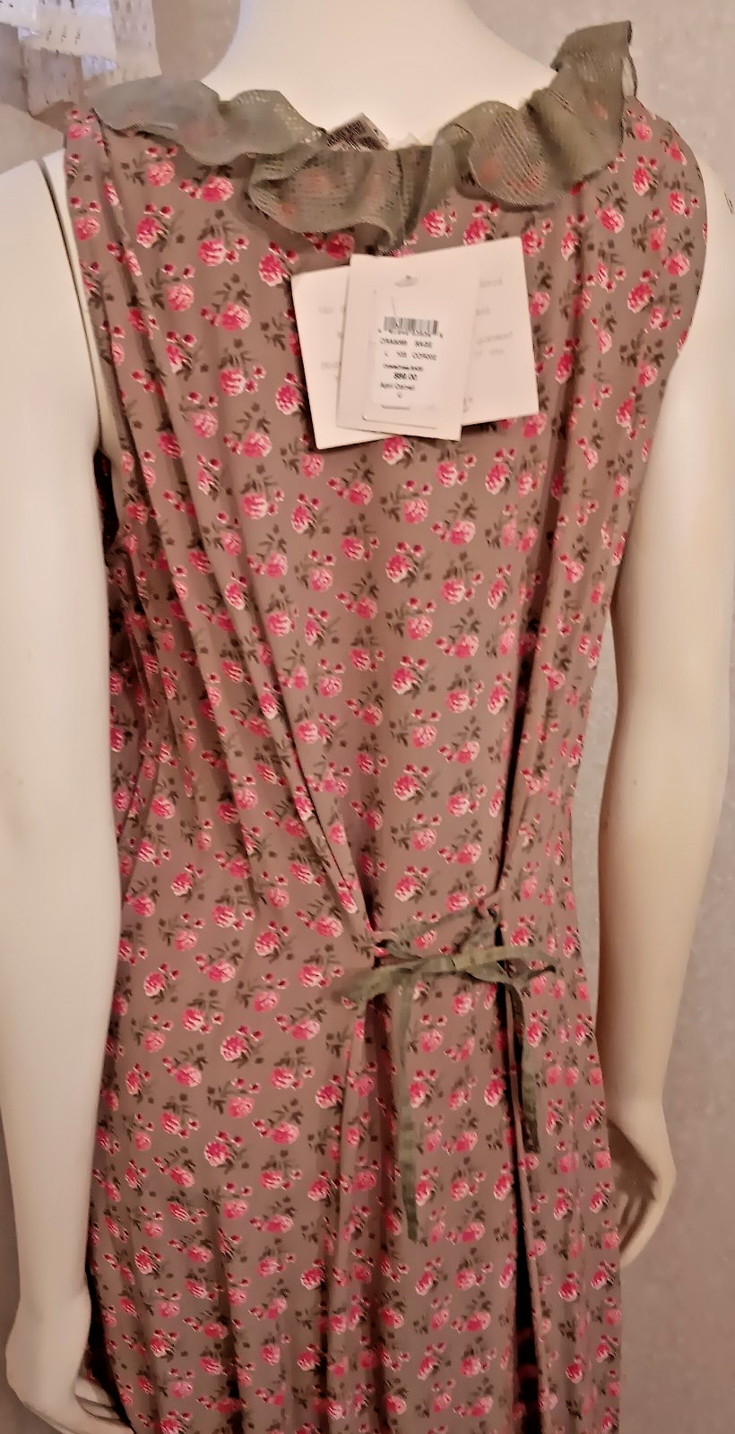 Vtg April Cornell, Rayon Midi/Maxi Summer Dress, Pistachio/Raspberry Red, NWT, L