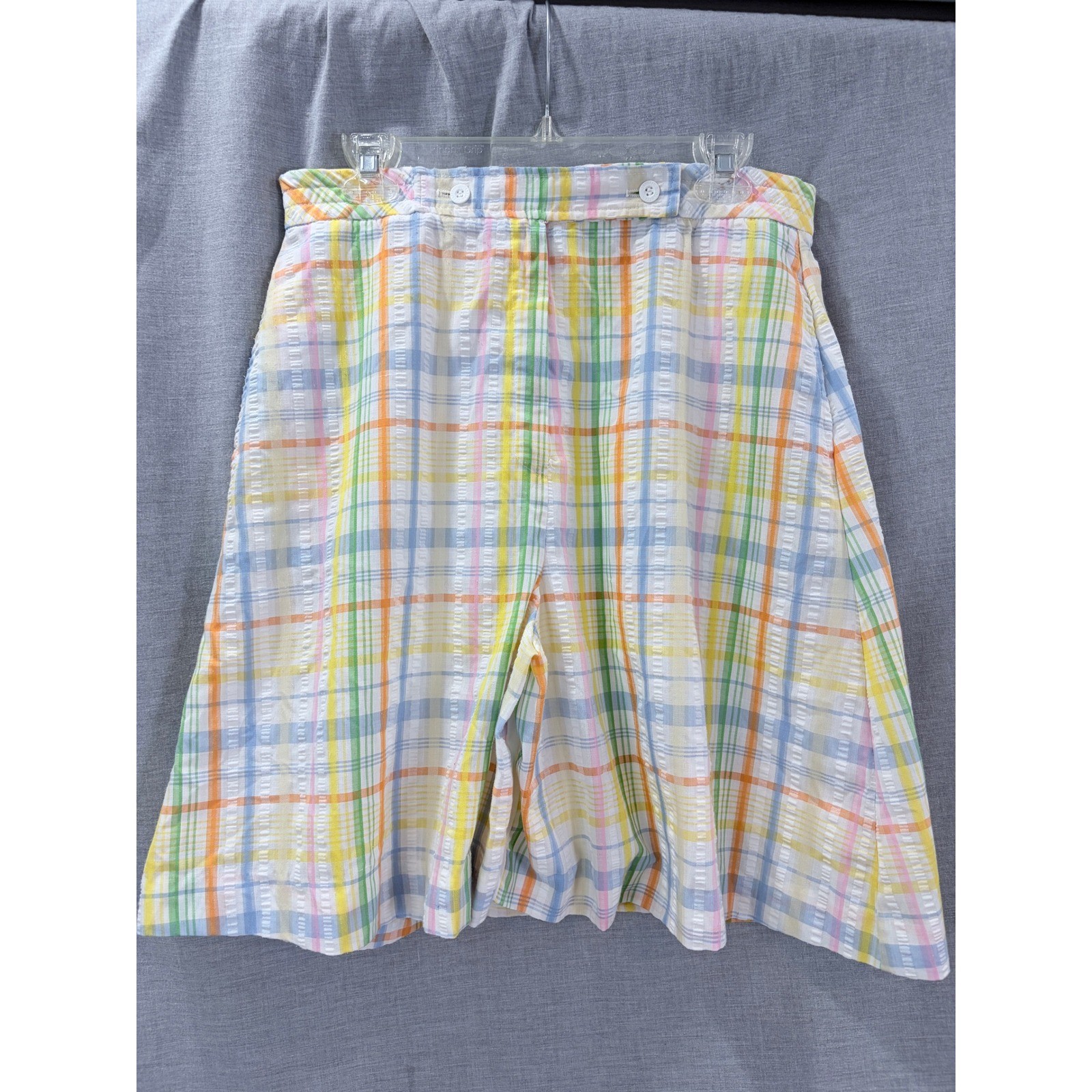 Vintage Jantzen Pastel Plaid Seersucker Culottes Shorts Skort Preppy Grandmacore