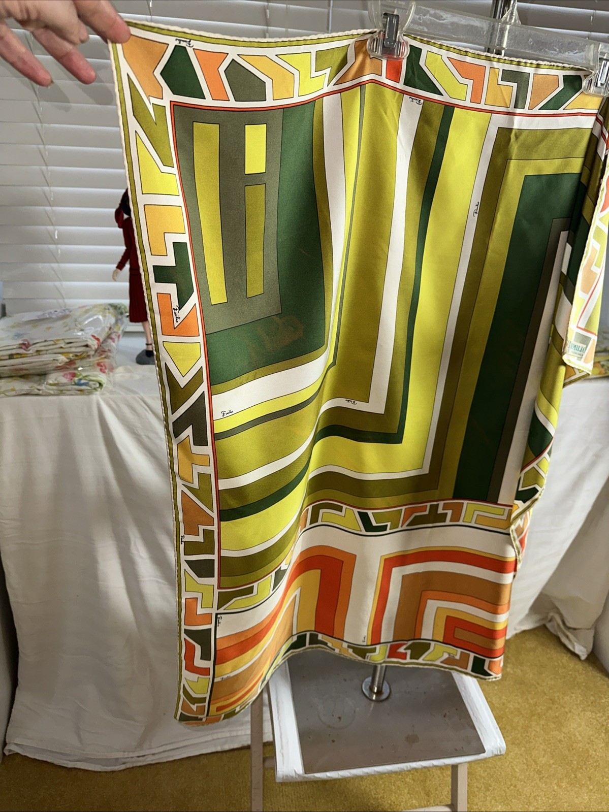 Vintage Emilio Pucci Geometric Silk Scarf Made In Italy 35 In. Square