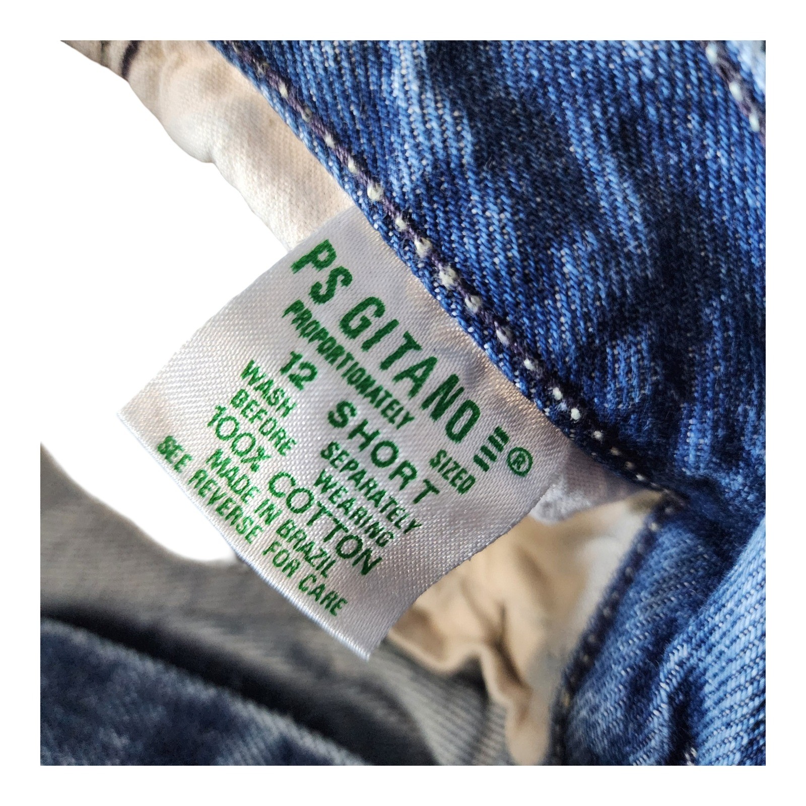 PS Gitano Vintage High Waisted Tapered Jeans Blue Denim 12 Short Cotton Brazil