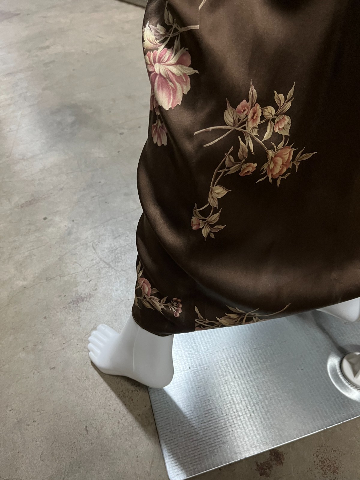 Vintage 1990&rsquo;s Chocolate Brown Floral Print Silk Slip Dress by Emanuel Ungaro