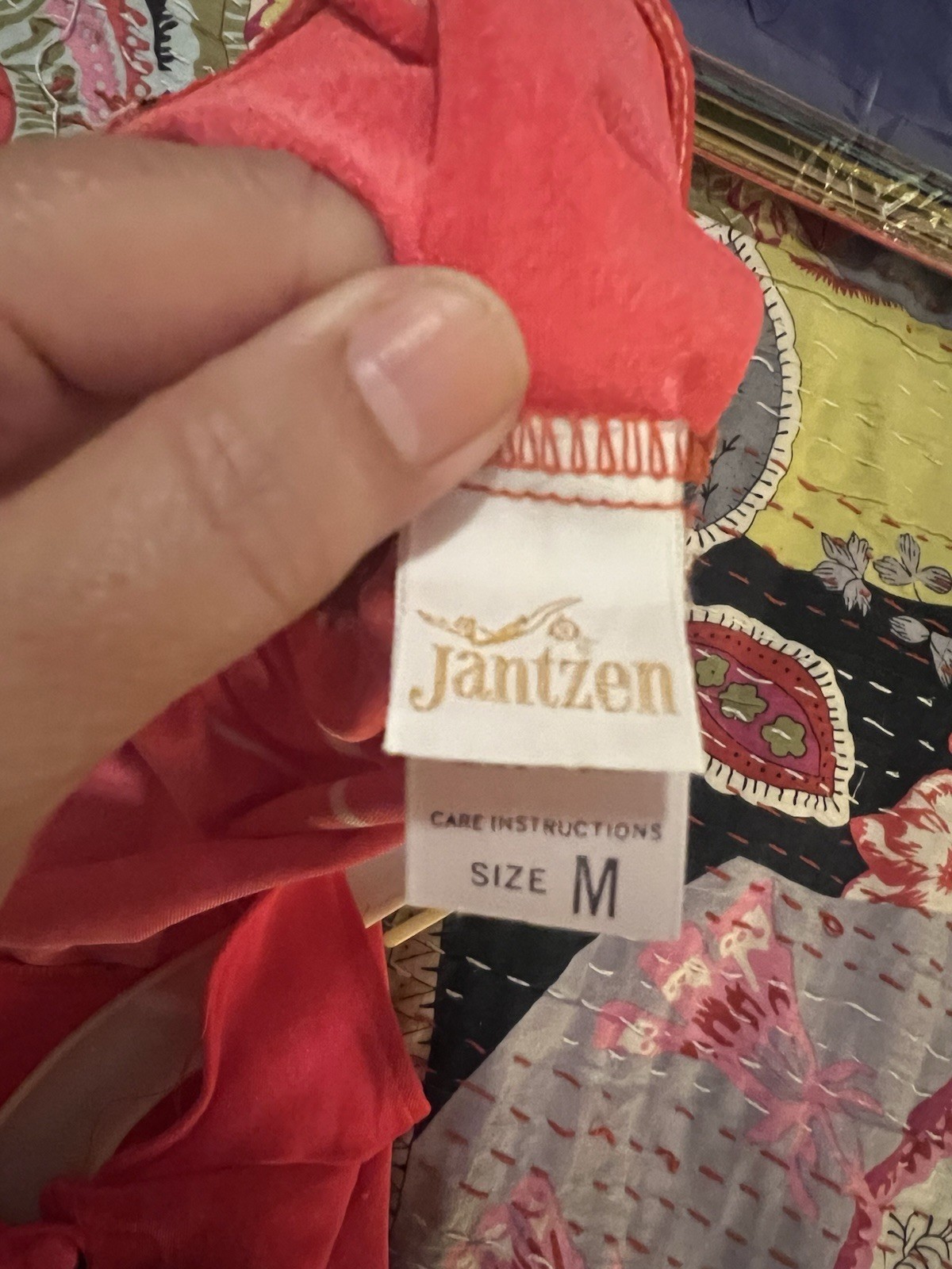 Vintage 70s Jantzen Halter Maxi Dress | Abstract Print | Orange + Black | Size M