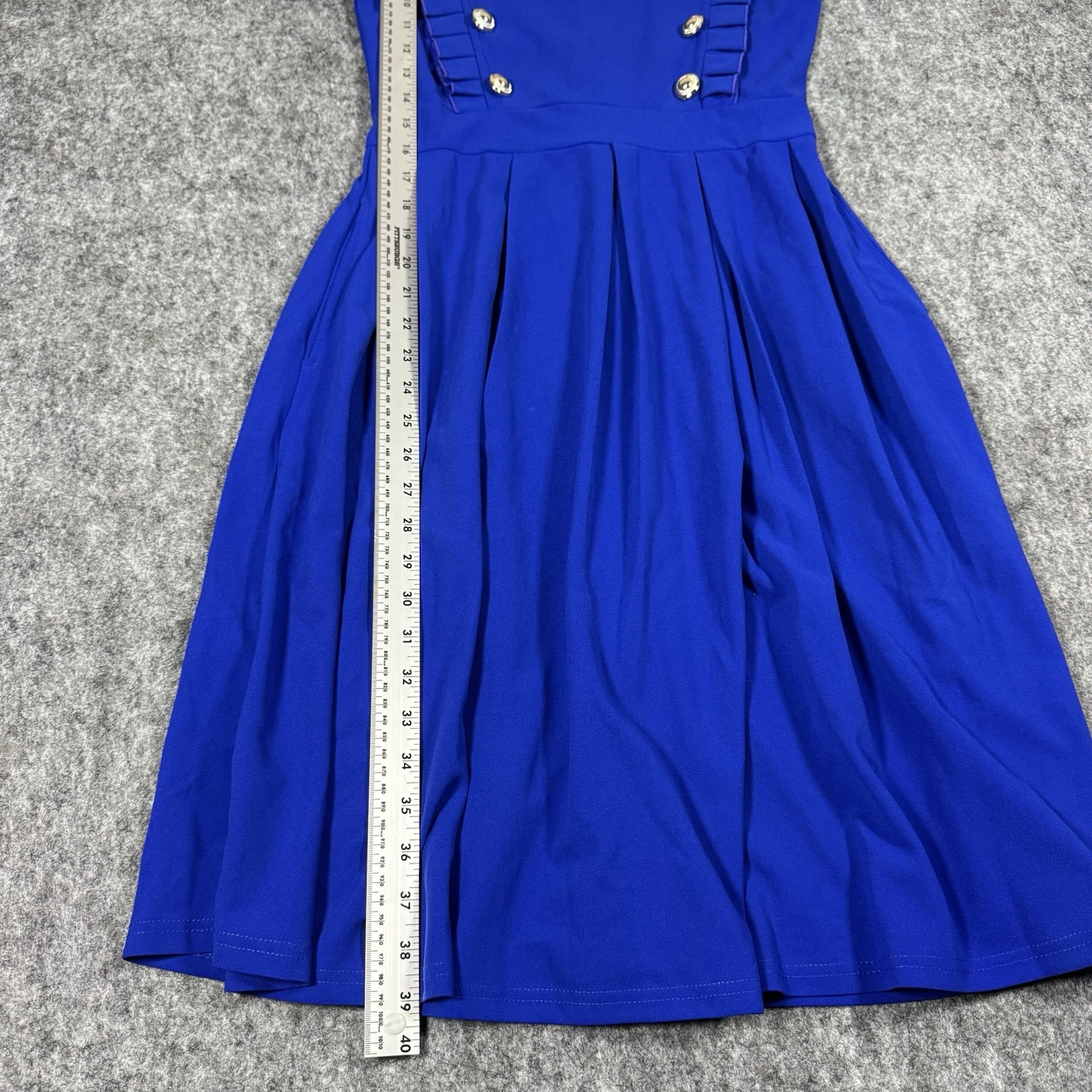 1960s Era Women’s Mod Dress Cobalt Blue Collared Size Medium Button Details