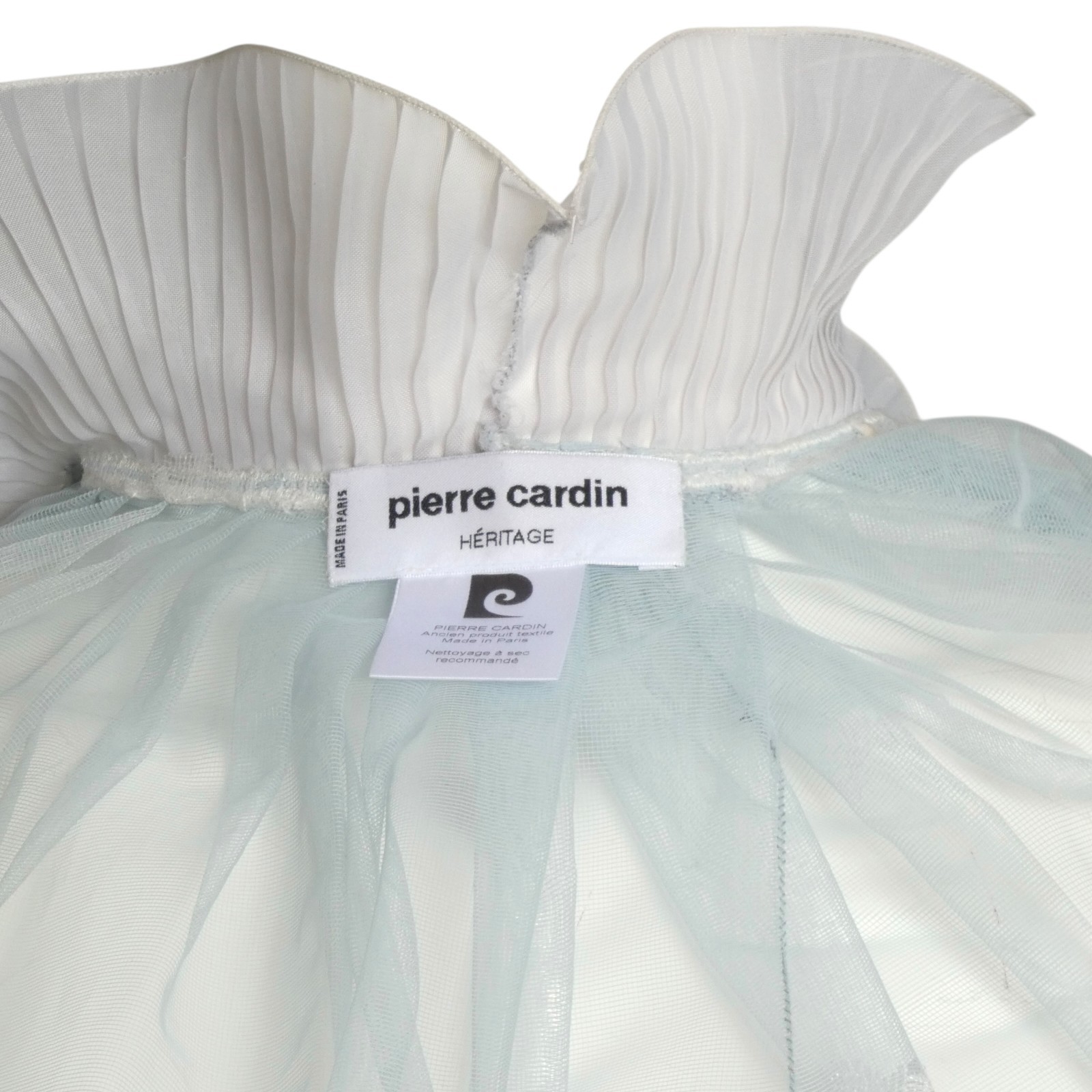 PIERRE CARDIN HAUTE COUTURE – 1980 Blue Embroidered Tulle Coat, Size-Small