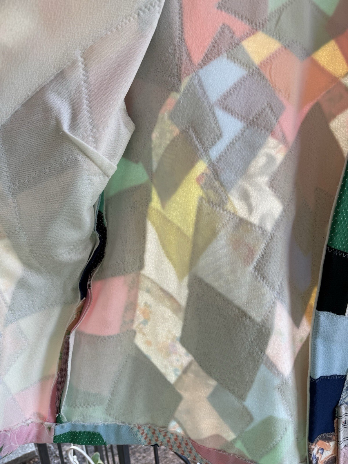 1970s Vintage Crazy Quilt Patchwork Jacket Preppy Lilly Pulitzer Vibe – Med/Lg