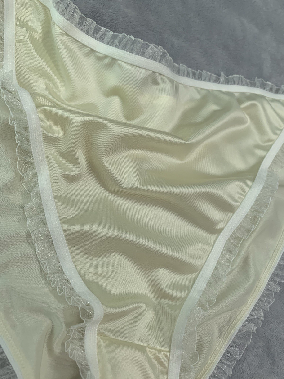 NEW Glossy Stretch Satin 1X 8 String Bikini Panties Hi Thigh Lingerie Panty