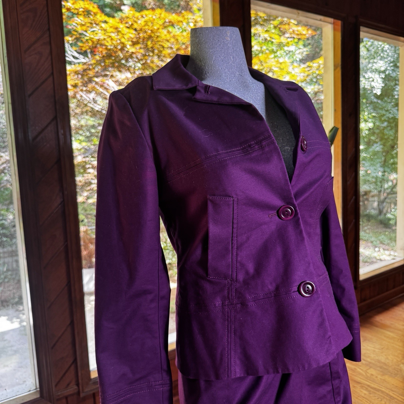Vintage Pendleton Womens Purple Plum Cotton Skirt Suit Set Size 8 Academia