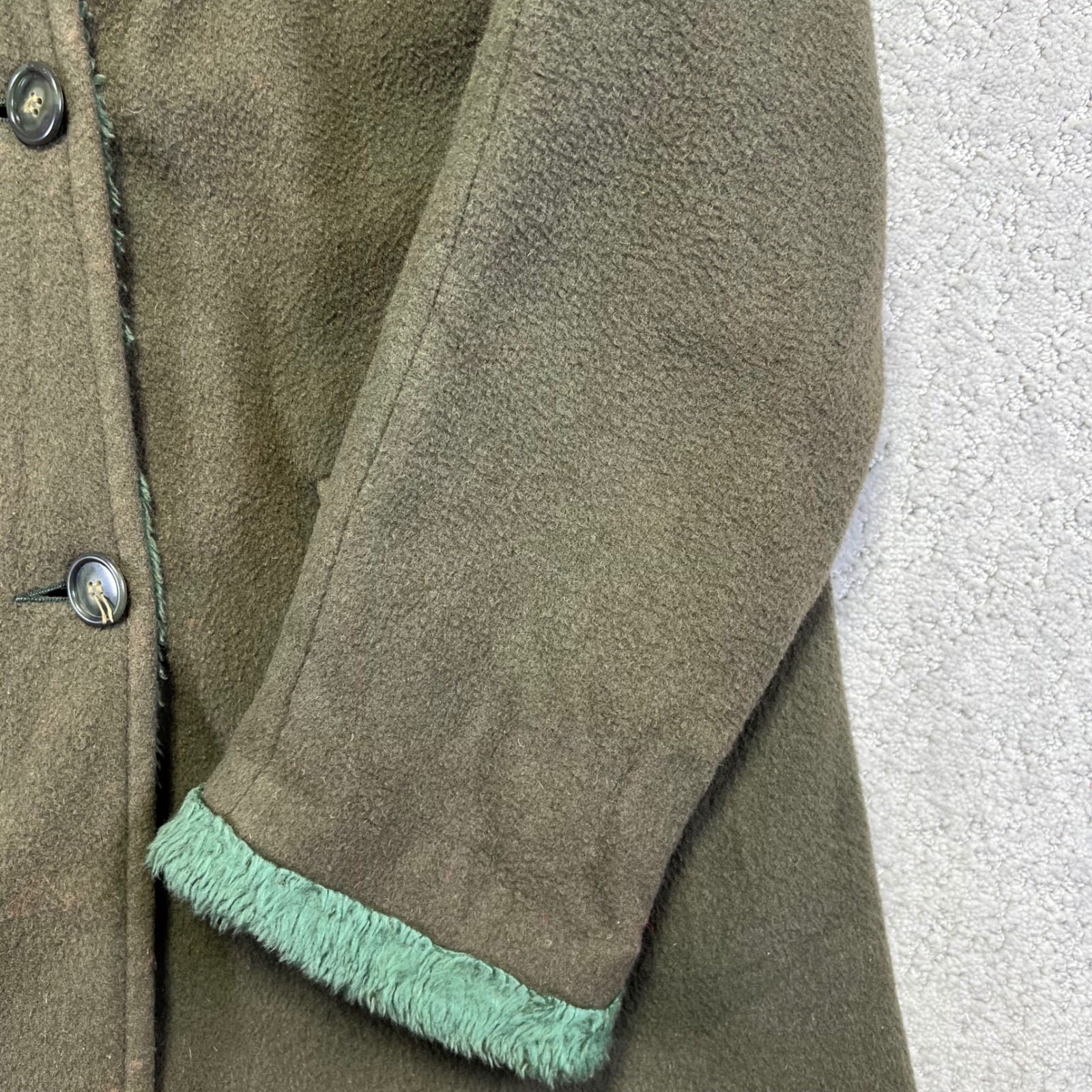 VINTAGE Schuster Camapile Jacket Womens 18 Fine Wool Camel Hair Hooded Coat 50s