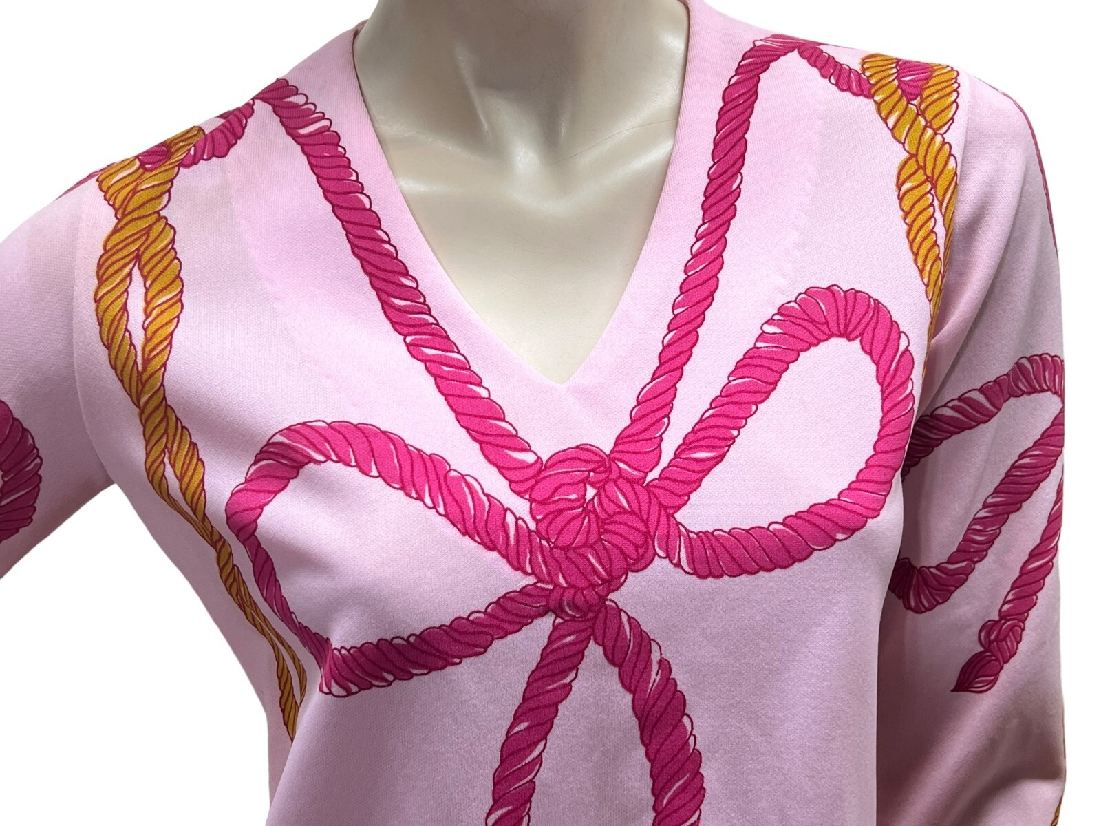 NOS S Vtg 70s SHIRT Rope Print Art to Wear Tunic Top MOD Jane Colby Blouse Boho
