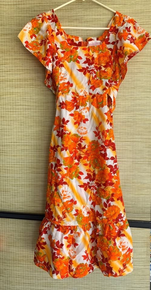 VTG 60s 70s Kimo&rsquo;s Polynesian Shop Hawaiian Maxi Dress Muumuu Ruffle Floral S