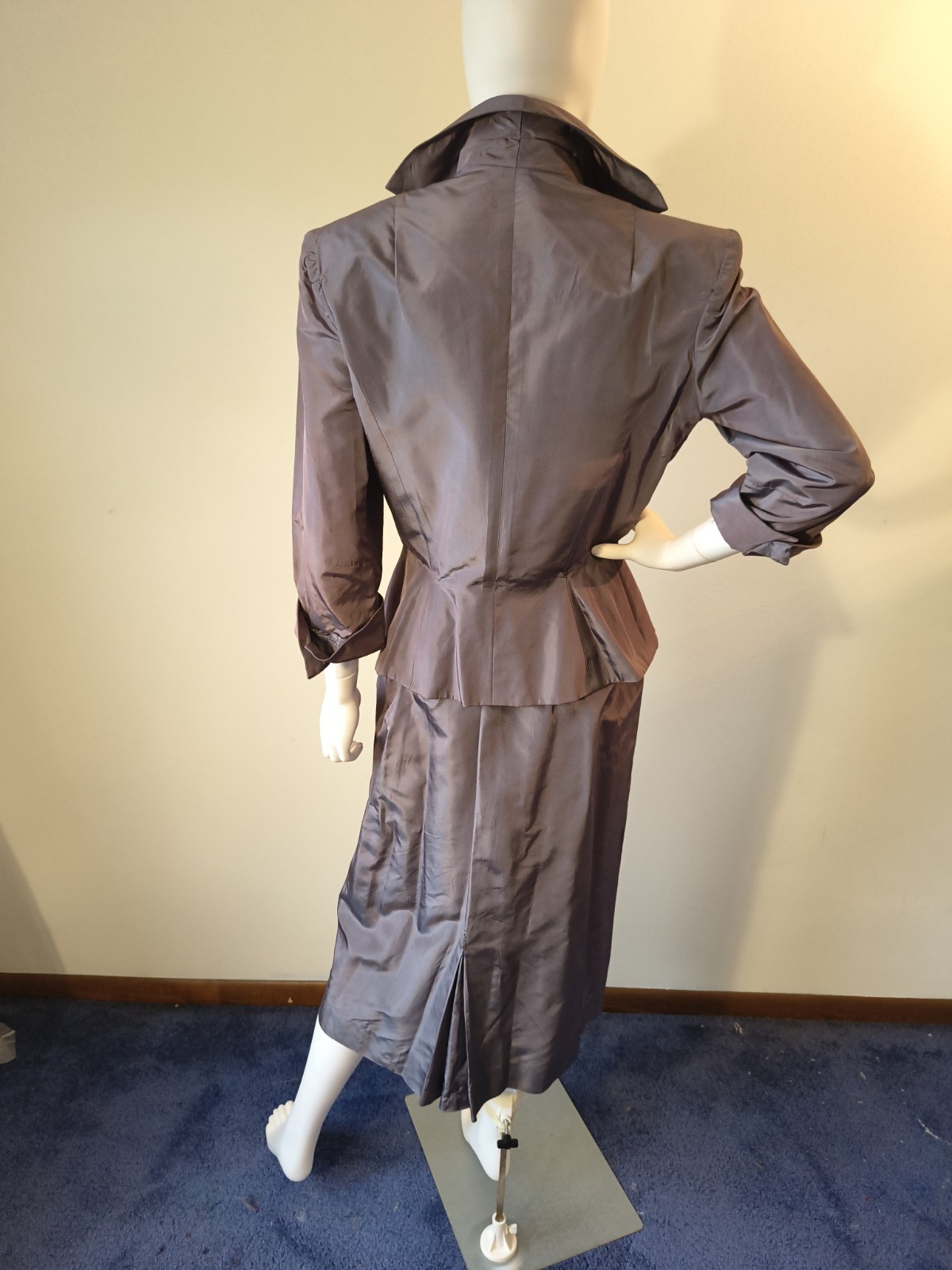 Vintage 50&rsquo;s Parness Feinstein 2pc Purple Sharkskin Taffeta Cocktail Dress