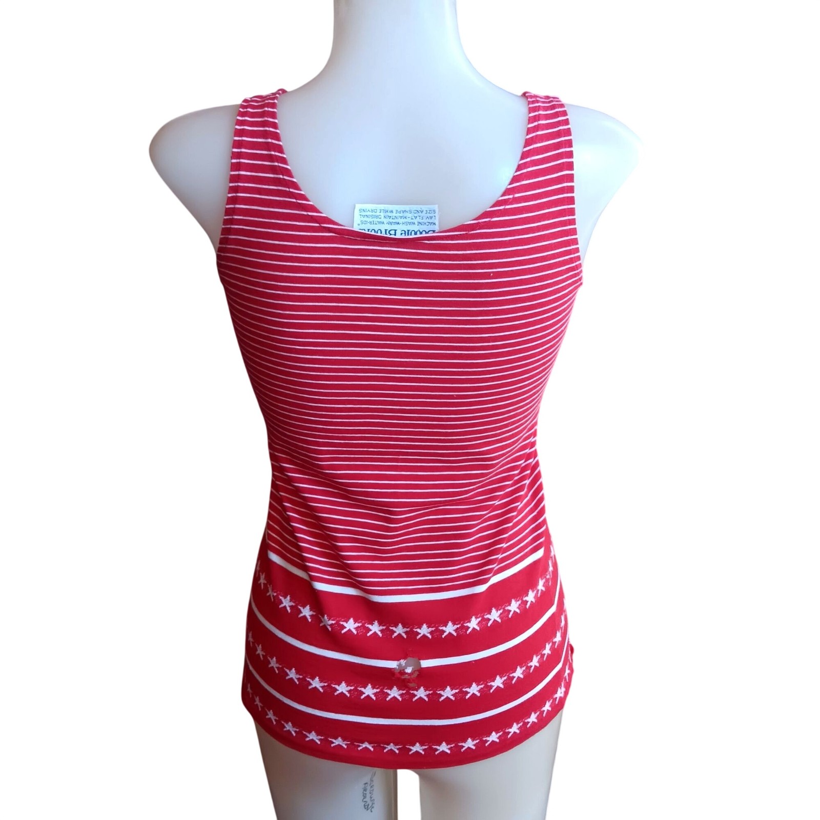 True Vintage Tank Top Small 1970s Red Star Print by Bobbie Brooks Shirt Hippy