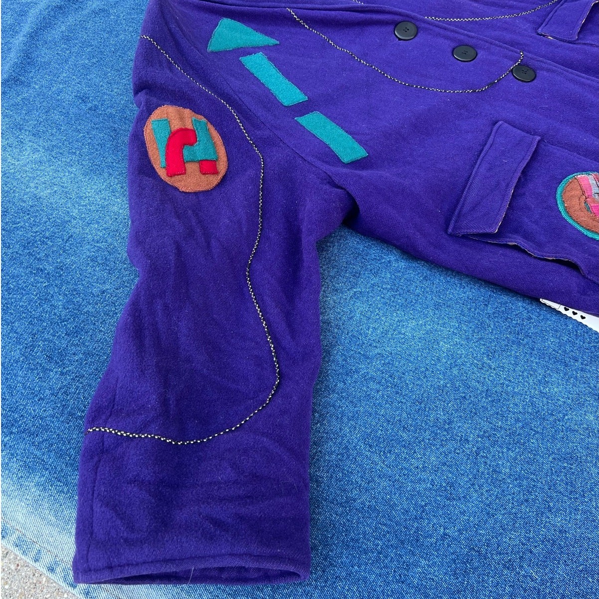 90s Canvasbacks abstract patchwork wool coat