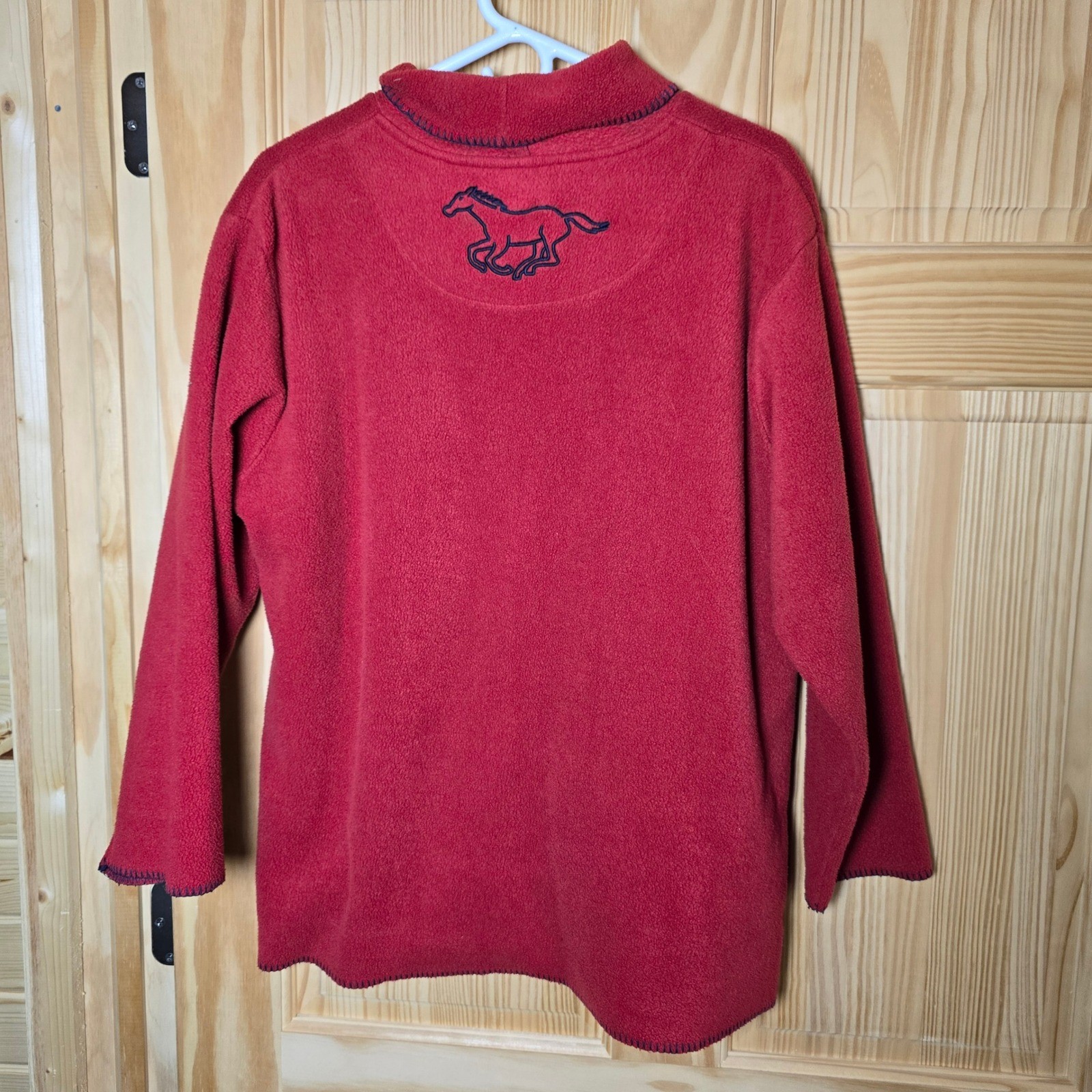 Vtg Christopher & Banks XL Pullover 1/2 turtleneck fleece sweatshirt Red Horses