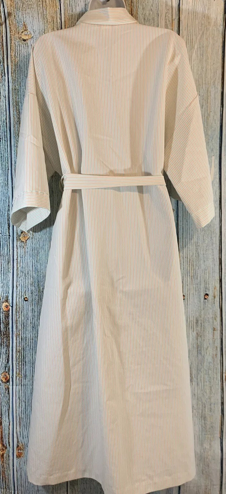 Vintage VTG Valetta Bath Robe Tie Front Lounge Robe Pastel Stripes M Union Made