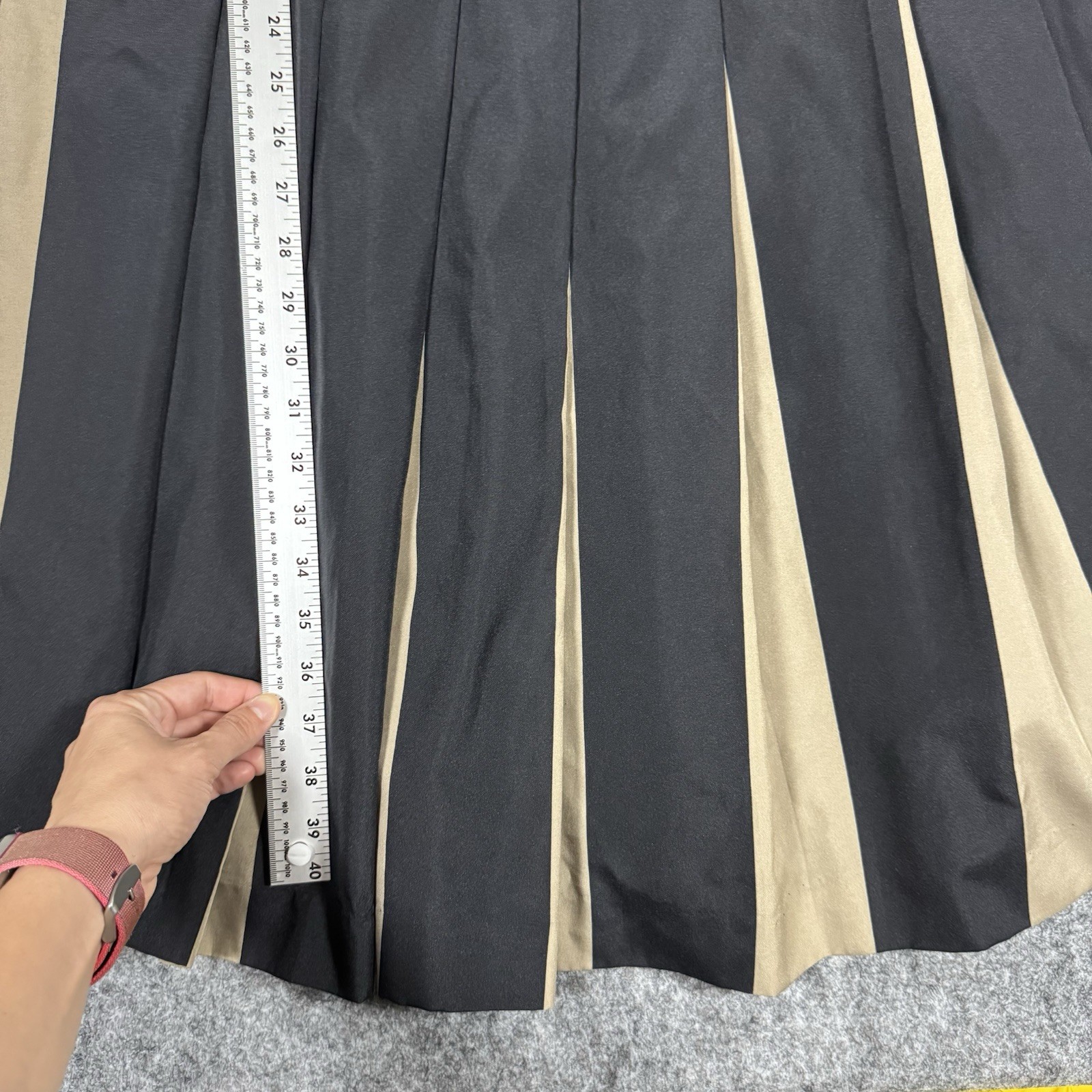 Vintage-Inspired Black & Tan Striped Pleated Dress Retro 1940 1950s ERA Size 5/6