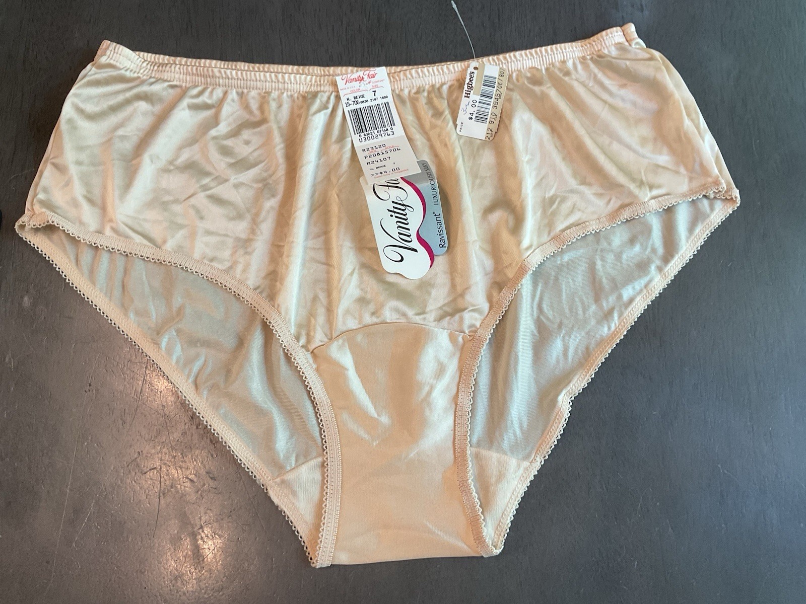 Vintage Vanity Fair Nylon Panty 7 Ravissant Sissy Slippery Silky Beige USA NWT