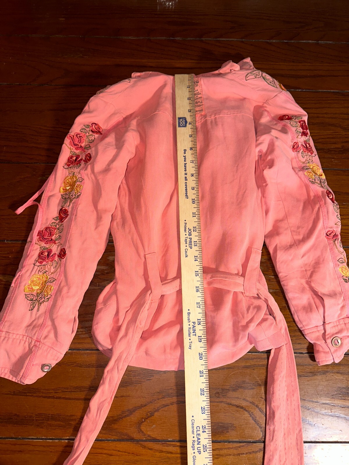 DA-NANG Surplus Indo-Chine Peach Embroidered Utility Cargo Jacket Sz XS NWT