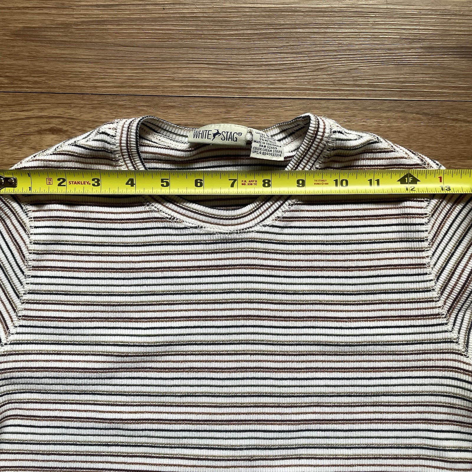 Vintage White Stag 90’s Striped Small Top Metallic