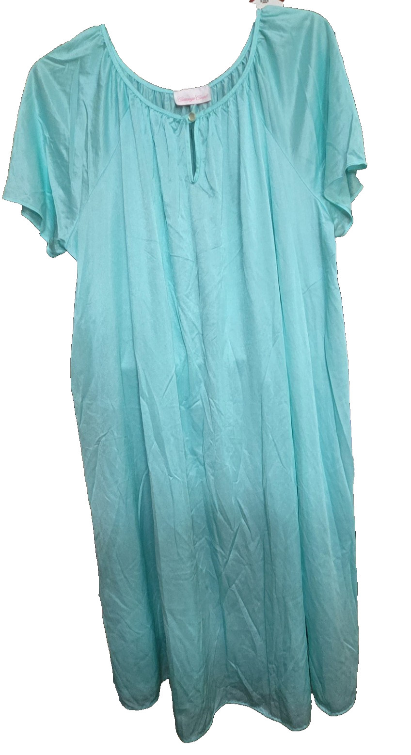 Vtg Sears Nightgown Carriage Court Soft 100% Nylon Aqua One Size Fits All
