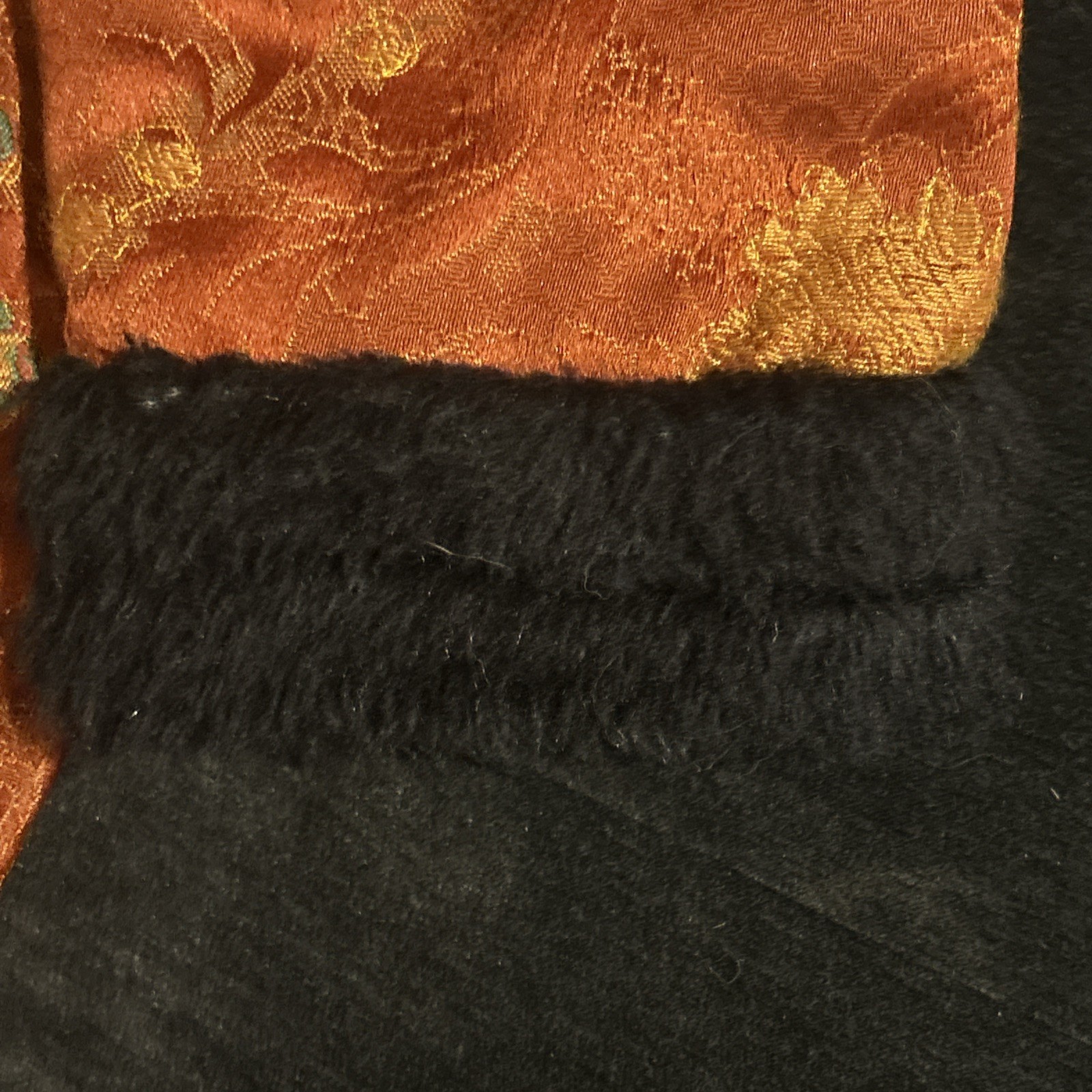 Vintage April Cornell Burnt Orange Tapestry Jacket W/ Black Faux Fur Trim S