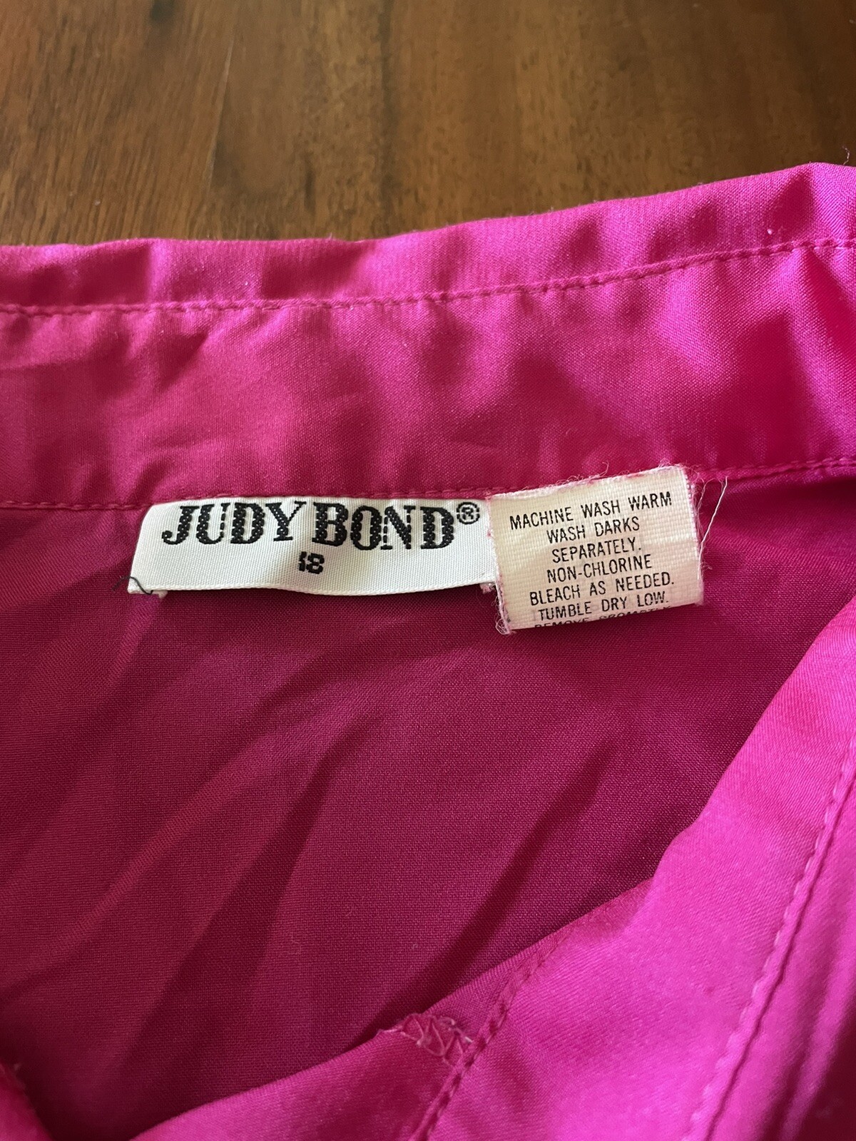 Vintage Judy Bond Button Up Pink Polyester Blouse Size 18