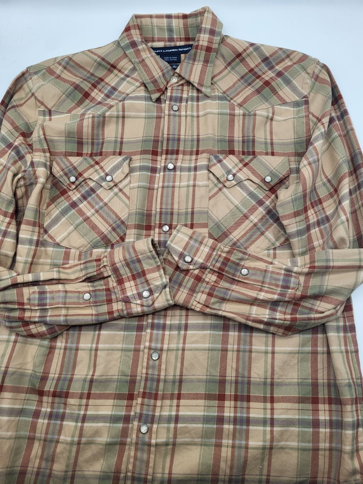 VTG Ralph Lauren Sport 90&rsquo;s Plaid Western Shirt Womens SZ 14 Classic Fit Preppy