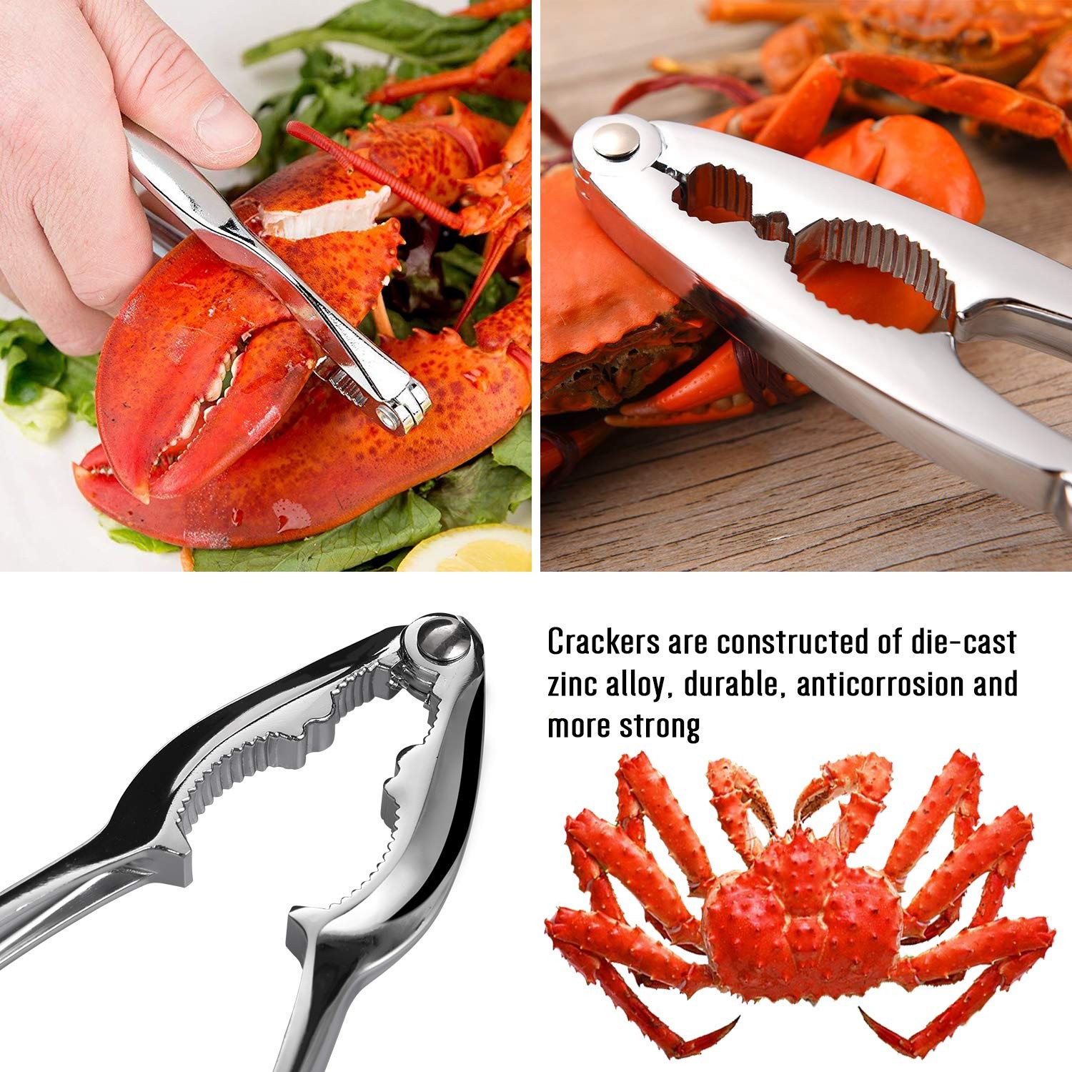 Hiware 20pc Seafood Tool Set: 6 Crab Crackers, 6 Lobster Shellers, Forks, Scisso