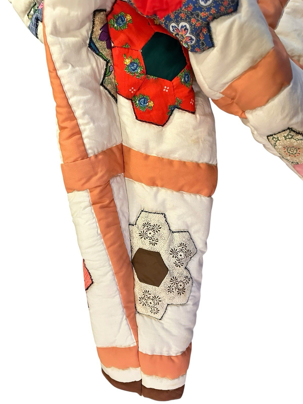 Vintage Flower Garden Handmade Quilt Jacket Coat 1970s Groovy Flower Power