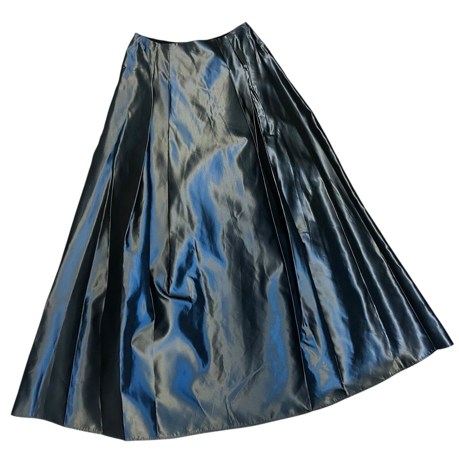 Scott McCLINTOCK Full Maxi Skirt 6 Metallic Silver Taffeta Millenium Formal Vtg